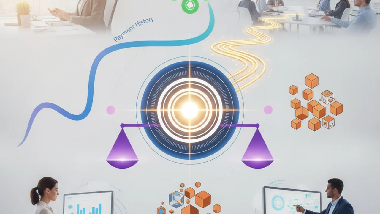 An abstract, conceptual visualization of a credit score