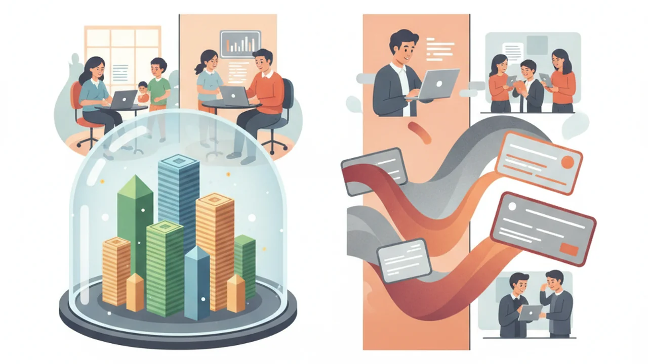 A visually distinct split image or juxtaposition illustrating financial protection