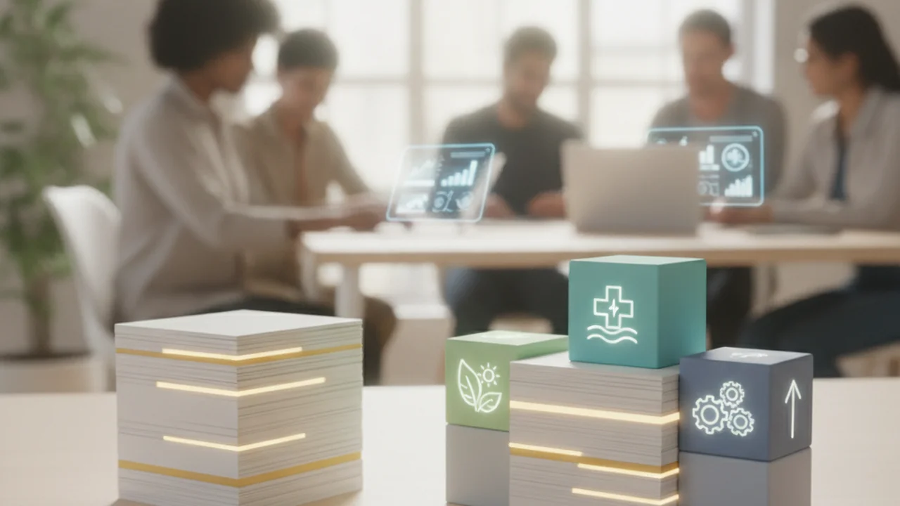Two distinct job offer packages or stacks of documents are shown side-by-side on a minimalist table
